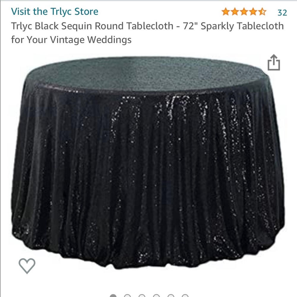 90 inch Black glitter table overlays